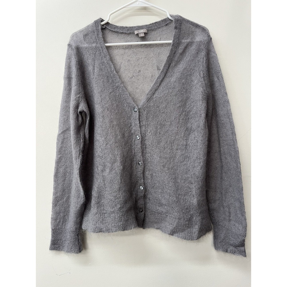 J. Jill Cardigan Sweater Mohair Wool Blend Modern Women XL Gray Minimalist